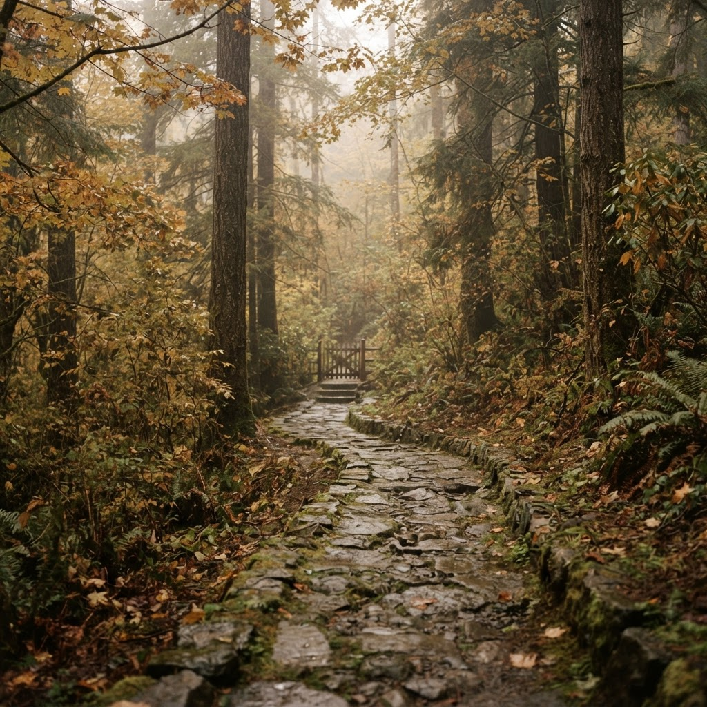 A woodland path suggesting a guided season of growth